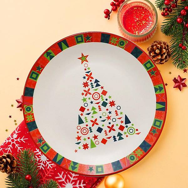 New Year Service Ceramic Plate 26 Cm