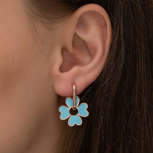 Silver Blue Clover Earrings