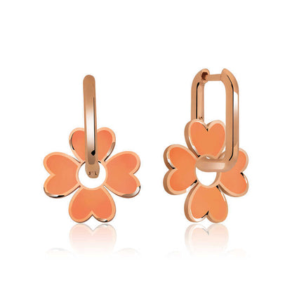 Silver Orange Clover Earrings