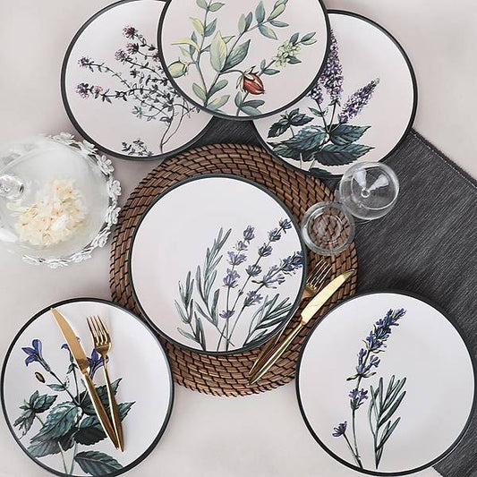 Flowery Plates Ceramic 25 cm 6 Pieces