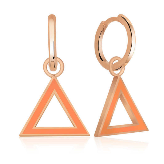 Silver Orange Triangle Earrings