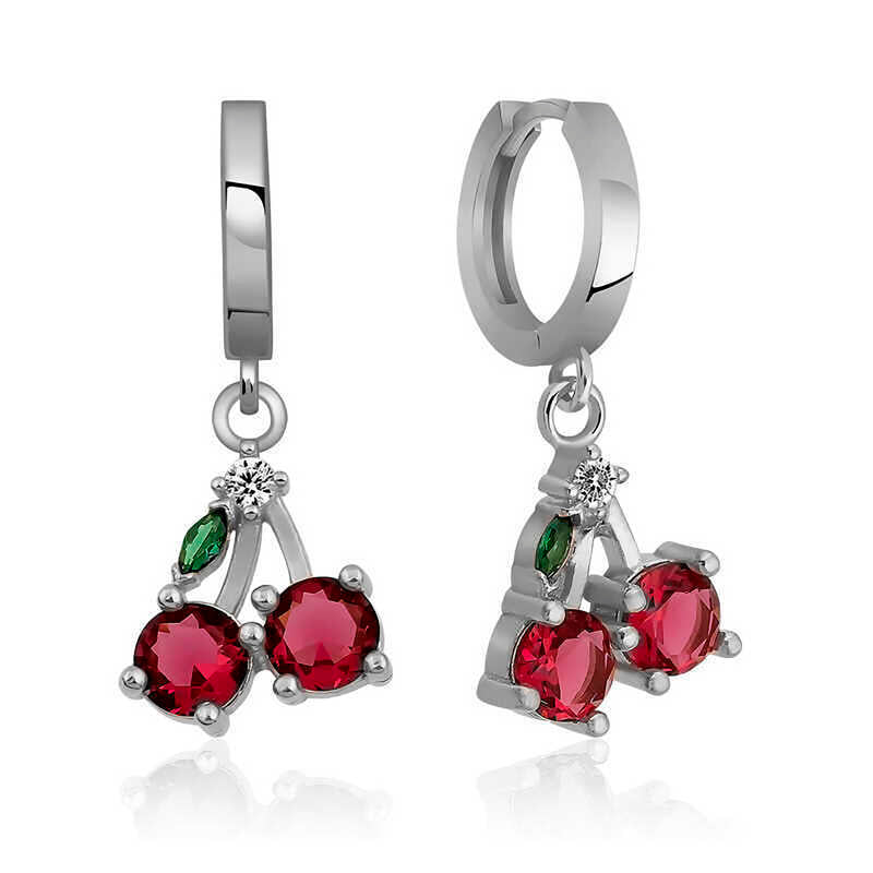 Silver Swinging Cherry Earrings