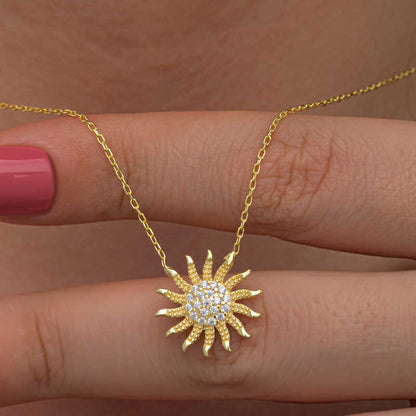 Silver Gold Sun Necklace