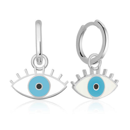 Silver Blue Eye Earrings