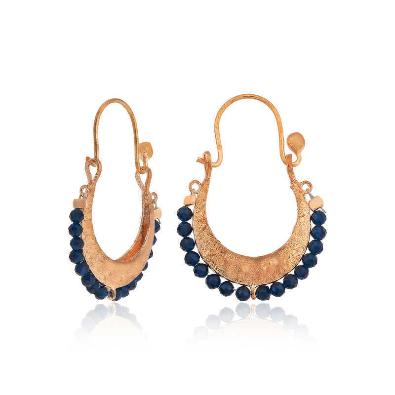 Silver Navy Blue Stone Earrings