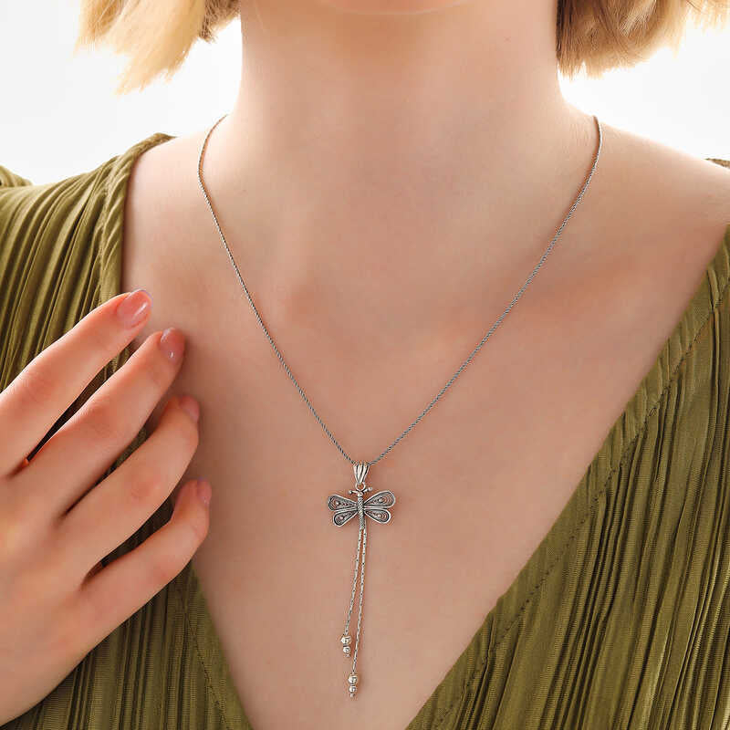 Silver Dragonfly Necklace