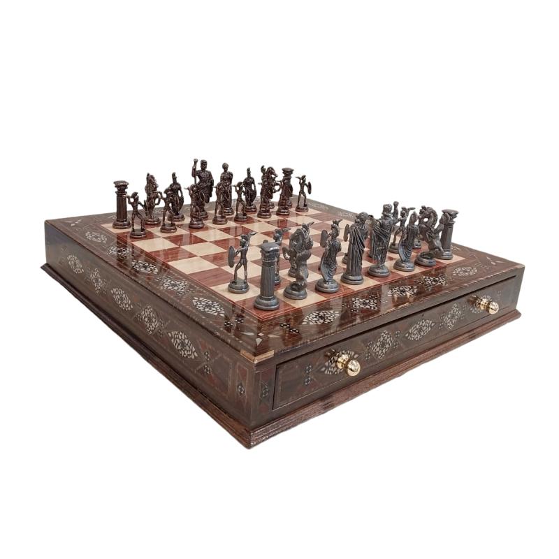 Chess and Metal Stones Processing Antique Set