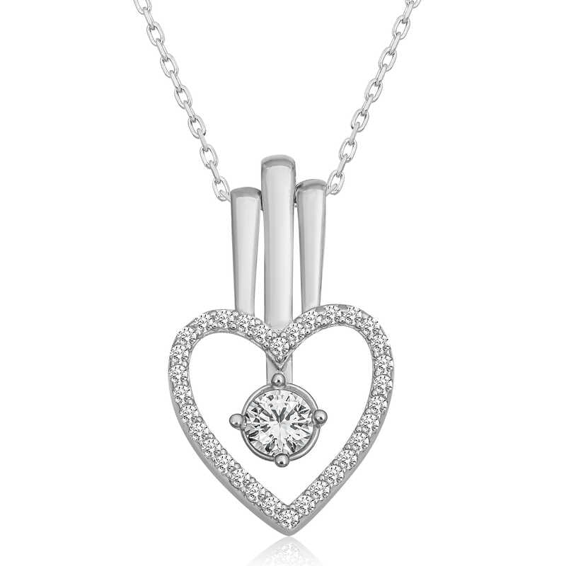 Silver Heart Single Stone Necklace