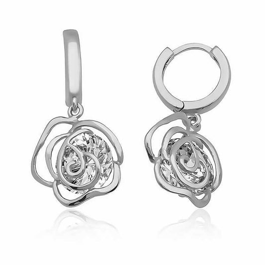 Silver Rose Earrings