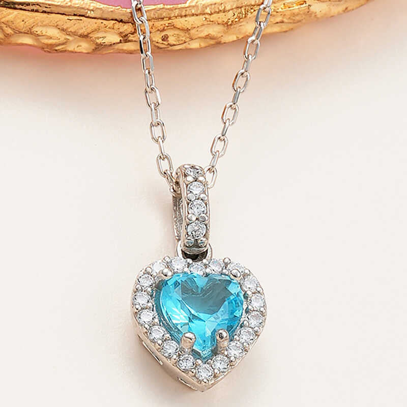 Silver Turquoise Stone Heart Necklaces