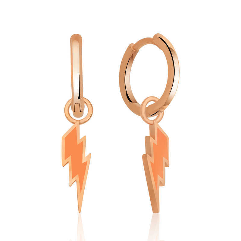 Silver Orange Lightning Earrings