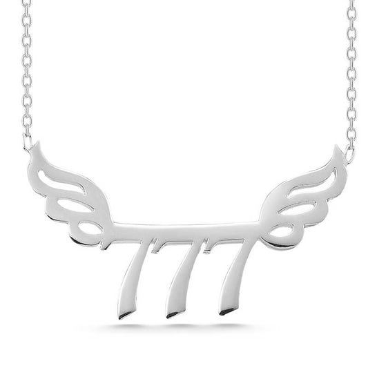 Silver 777 Number Angel Necklace