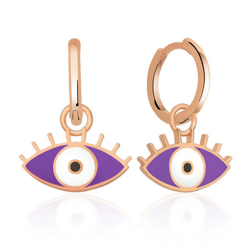 Silver Purple Eye Earrings