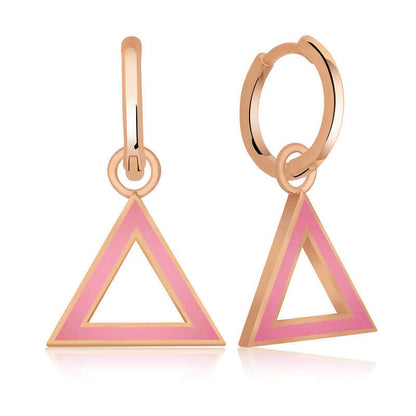 Silver Pink Triangle Earrings