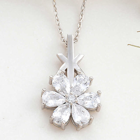 Silver White Love Flower Necklace