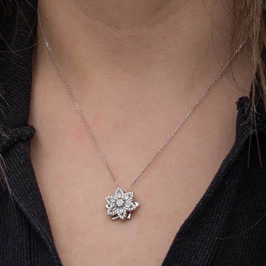 Silver Star Baguette Stone Necklace