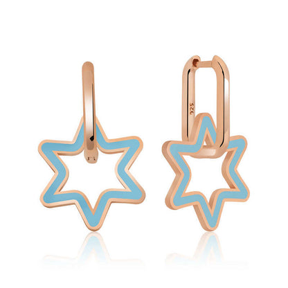 Silver Blue Star Earrings