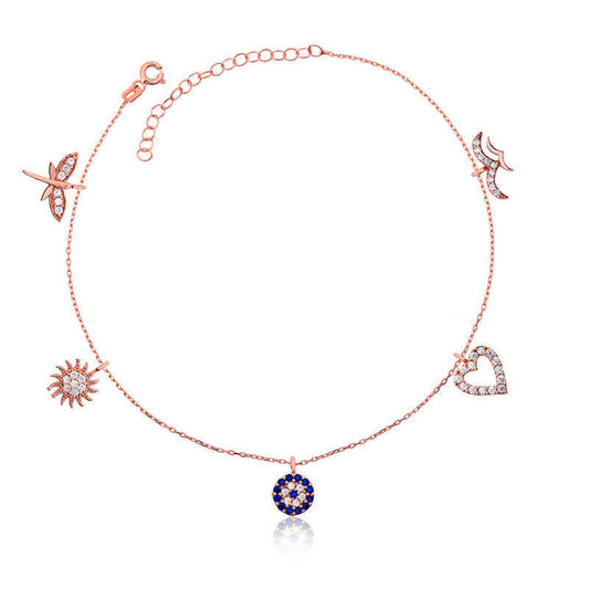 Silver Rose Anklet