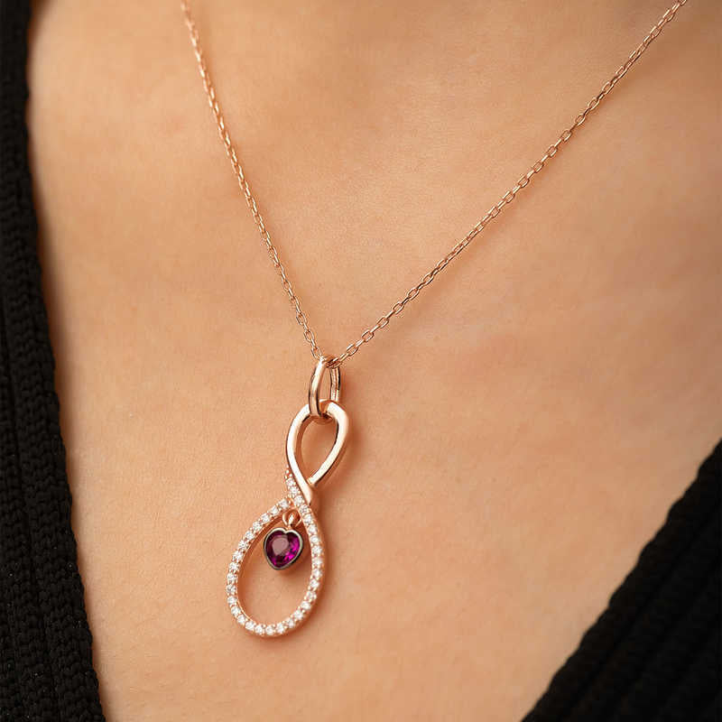 Silver Infinity Rose Necklace