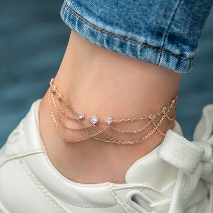 Silver Anklet  |  Double Stranded