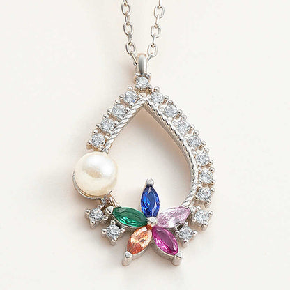 Silver Color Stone Floral Women Necklace