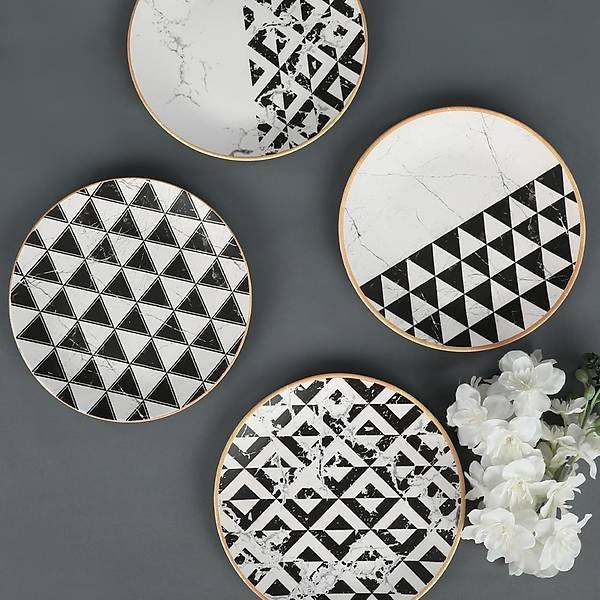 Geometrical Service Ceramic Plate 25 Cm 4 Pieces