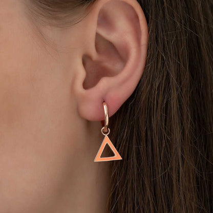 Silver Orange Triangle Earrings