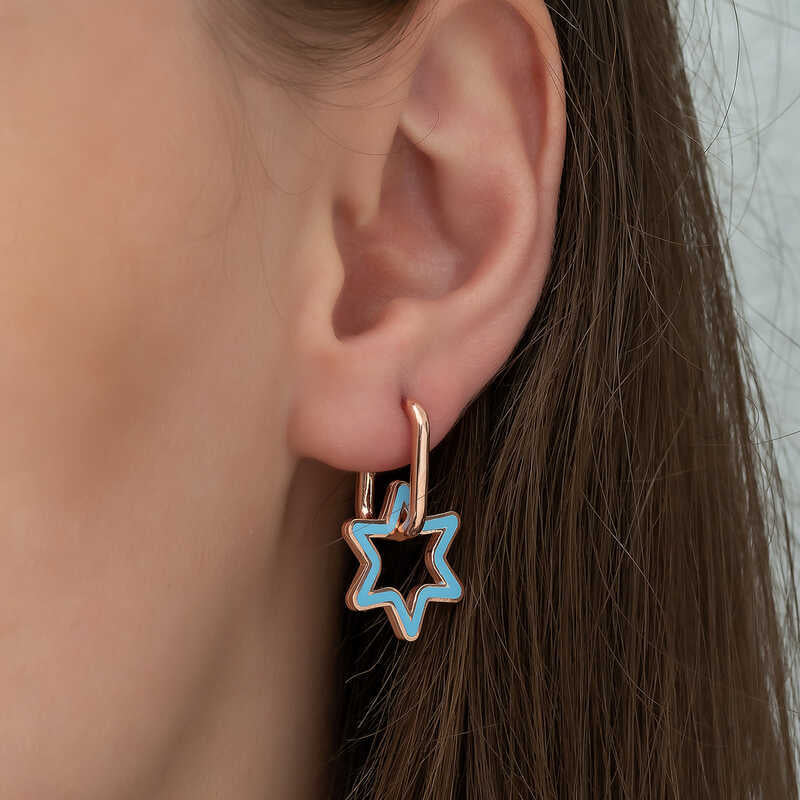 Silver Blue Star Earrings