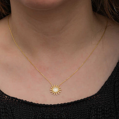 Silver Gold Sun Necklace