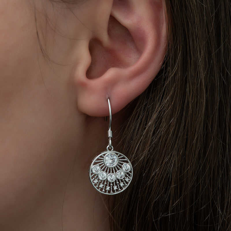 Silver Ethnic Patterned Earrings