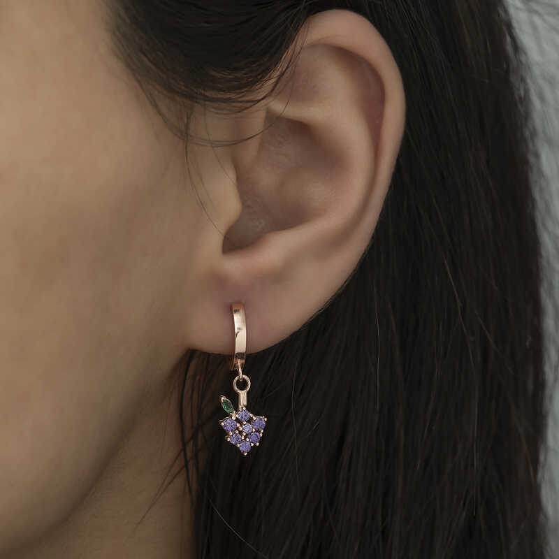 Silver Swinging Grape Earrings