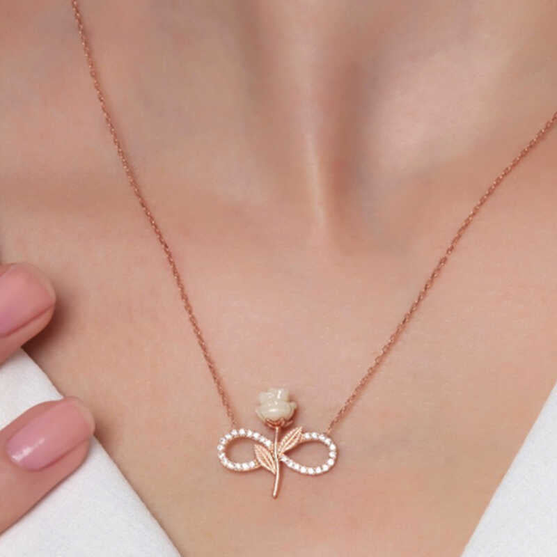 Silver Infinity Rose Necklace