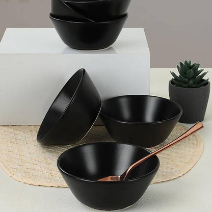 Matte Black Soup Bowl 14 Cm 6 Pieces