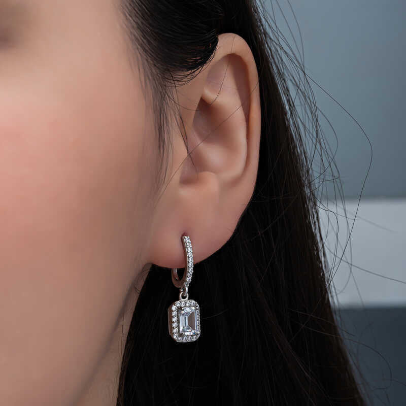 Silver Swinging Stones Earrings