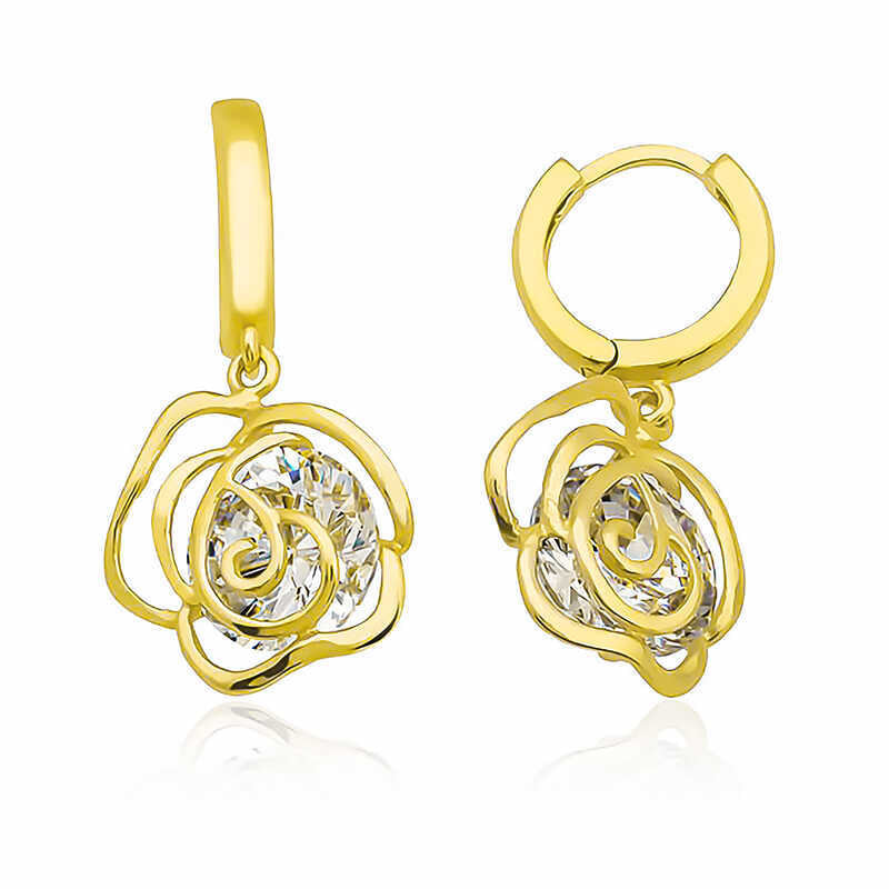 Silver Gold Rose Earrings