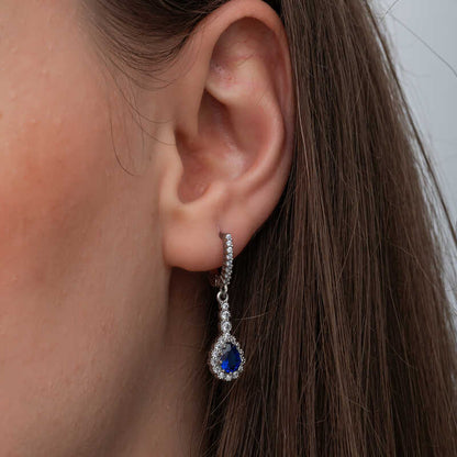 Silver Blue Drop Zircon Stone Earrings