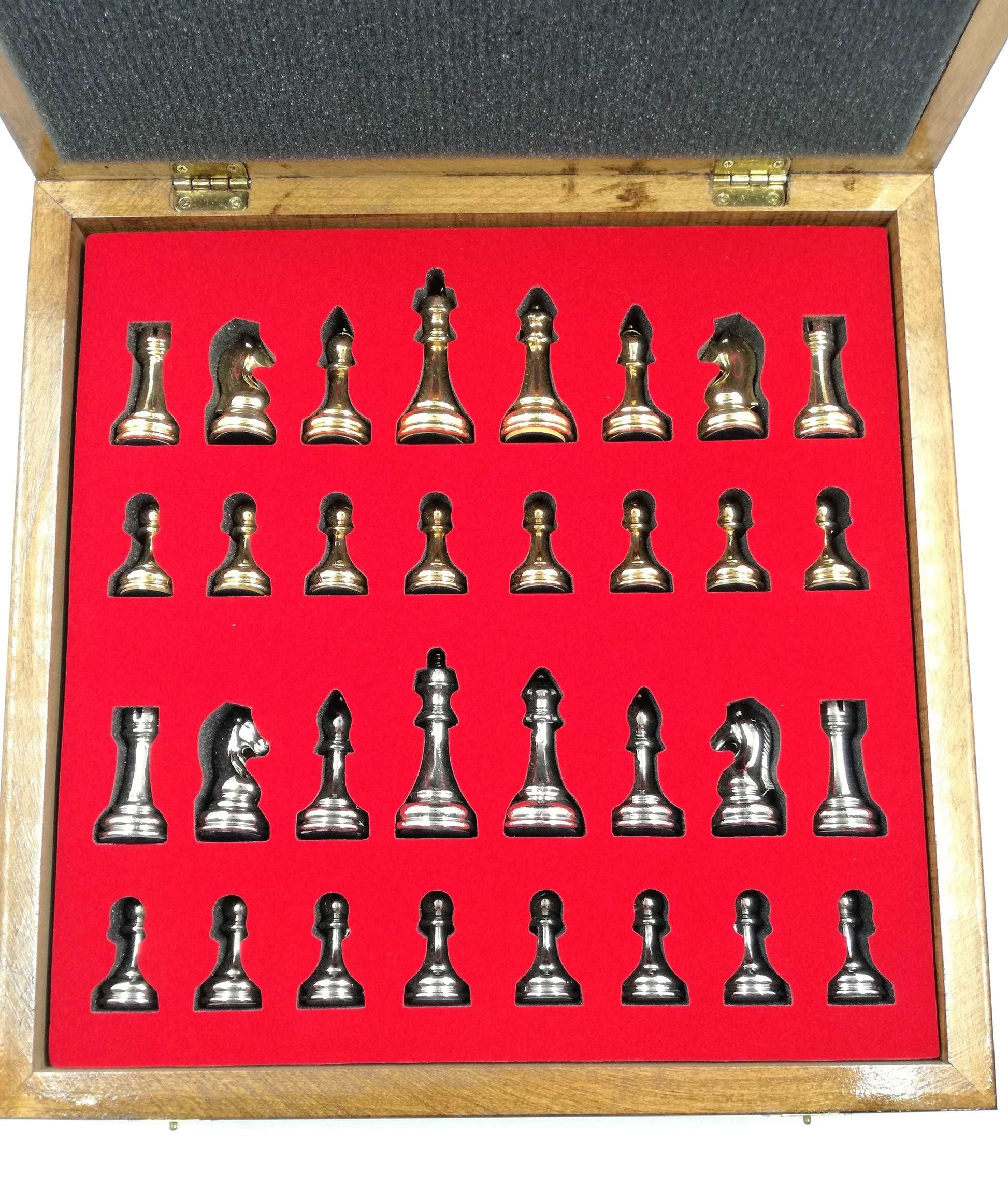 Chess and Metal Stones Processing Antique Gold and Silver Set