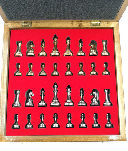 Chess and Metal Stones Processing Antique Gold and Silver Set