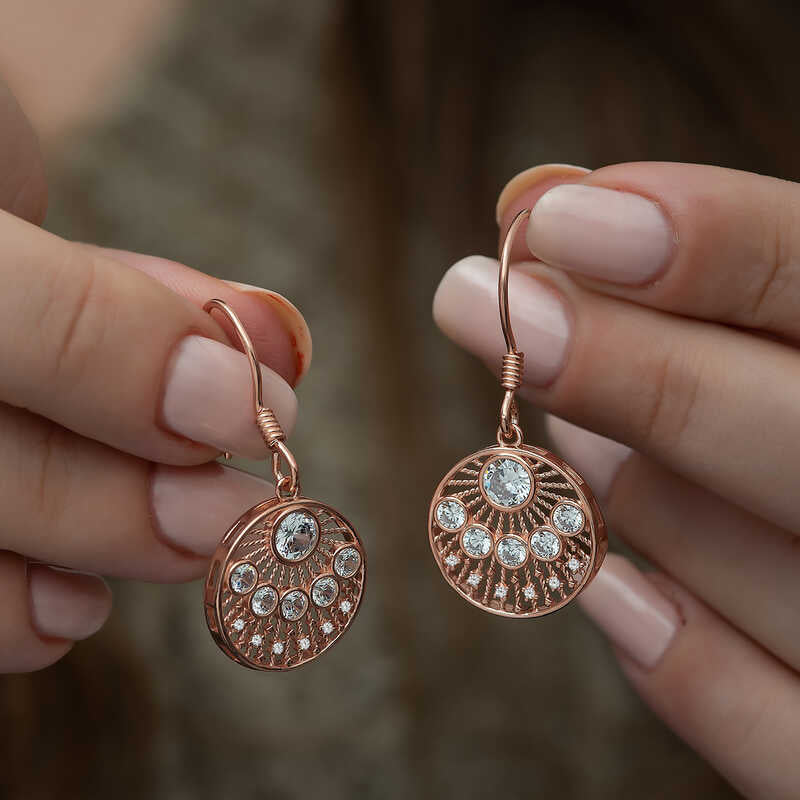 Silver Rose Ethnic Patterned Earrings