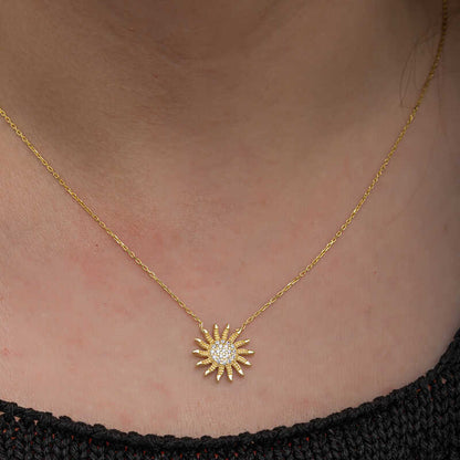 Silver Gold Sun Necklace