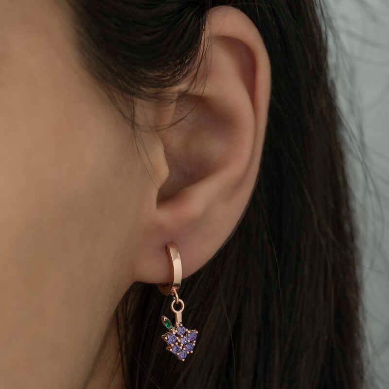 Silver Swinging Grape Earrings