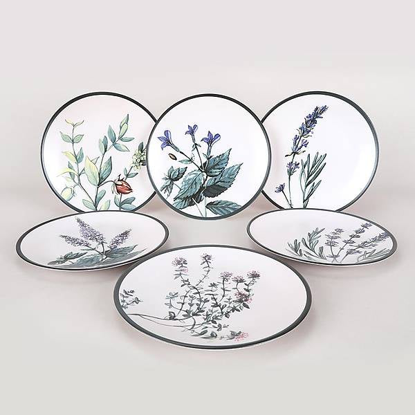 Flowery Plates Ceramic 25 cm 6 Pieces