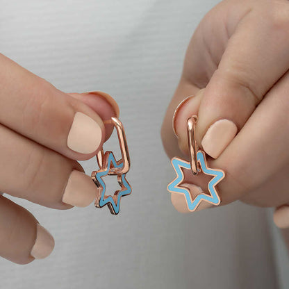 Silver Blue Star Earrings