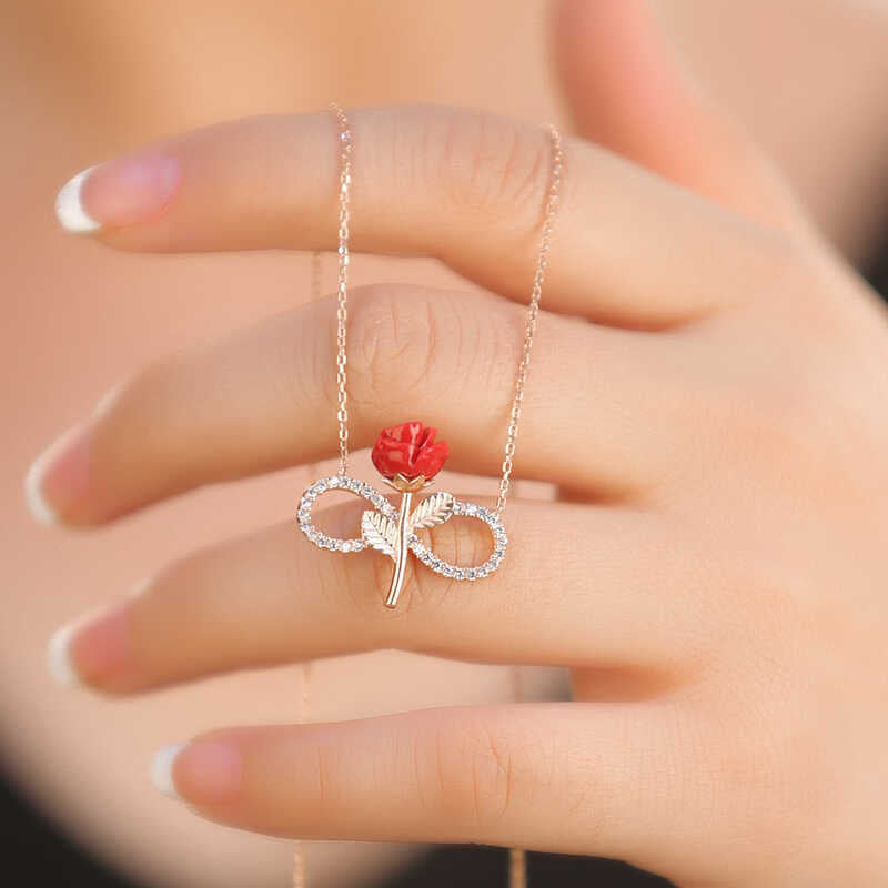 Silver Infinity Rose Necklace