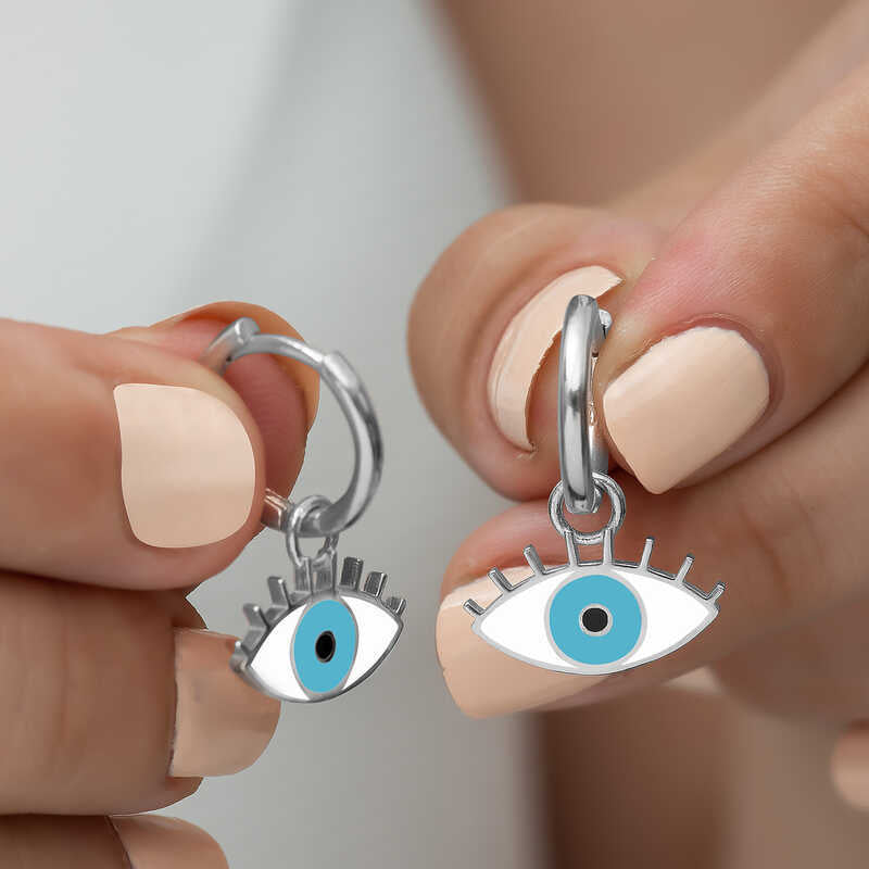 Silver Blue Eye Earrings