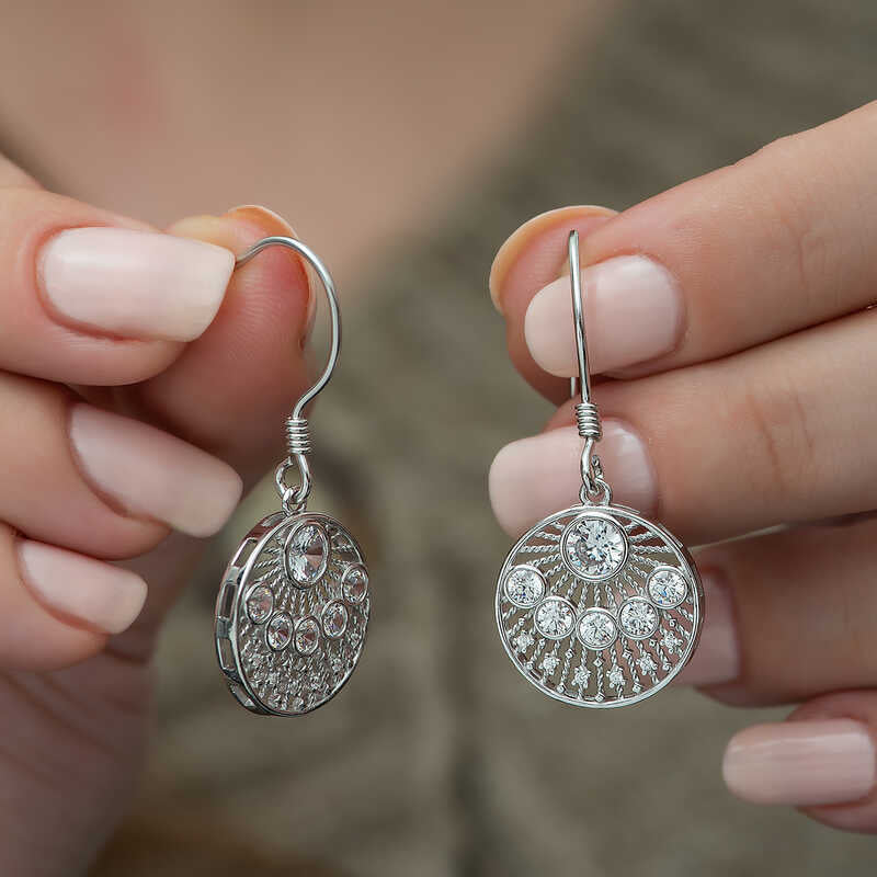 Silver Ethnic Patterned Earrings