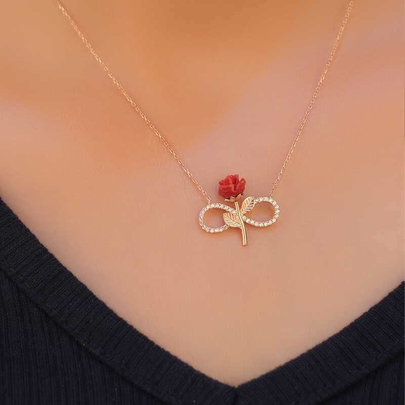 Silver Infinity Rose Necklace