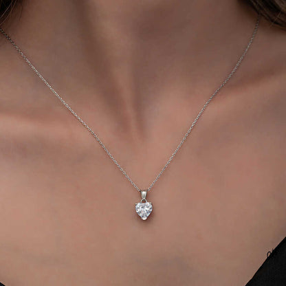 Silver White Stone Heart Necklaces