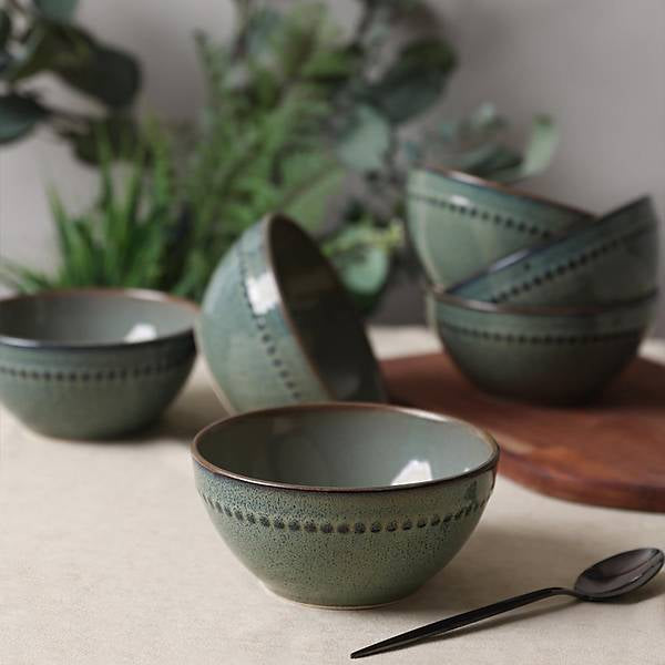 Reactive Antique Green Bella Bowl 14 Cm 6 Pieces