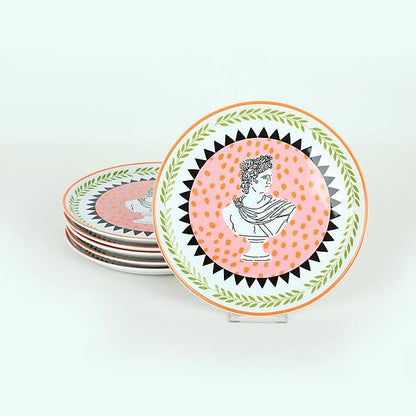 Mythological Design Service Ceramic Plates 25 cm 6 Pieces